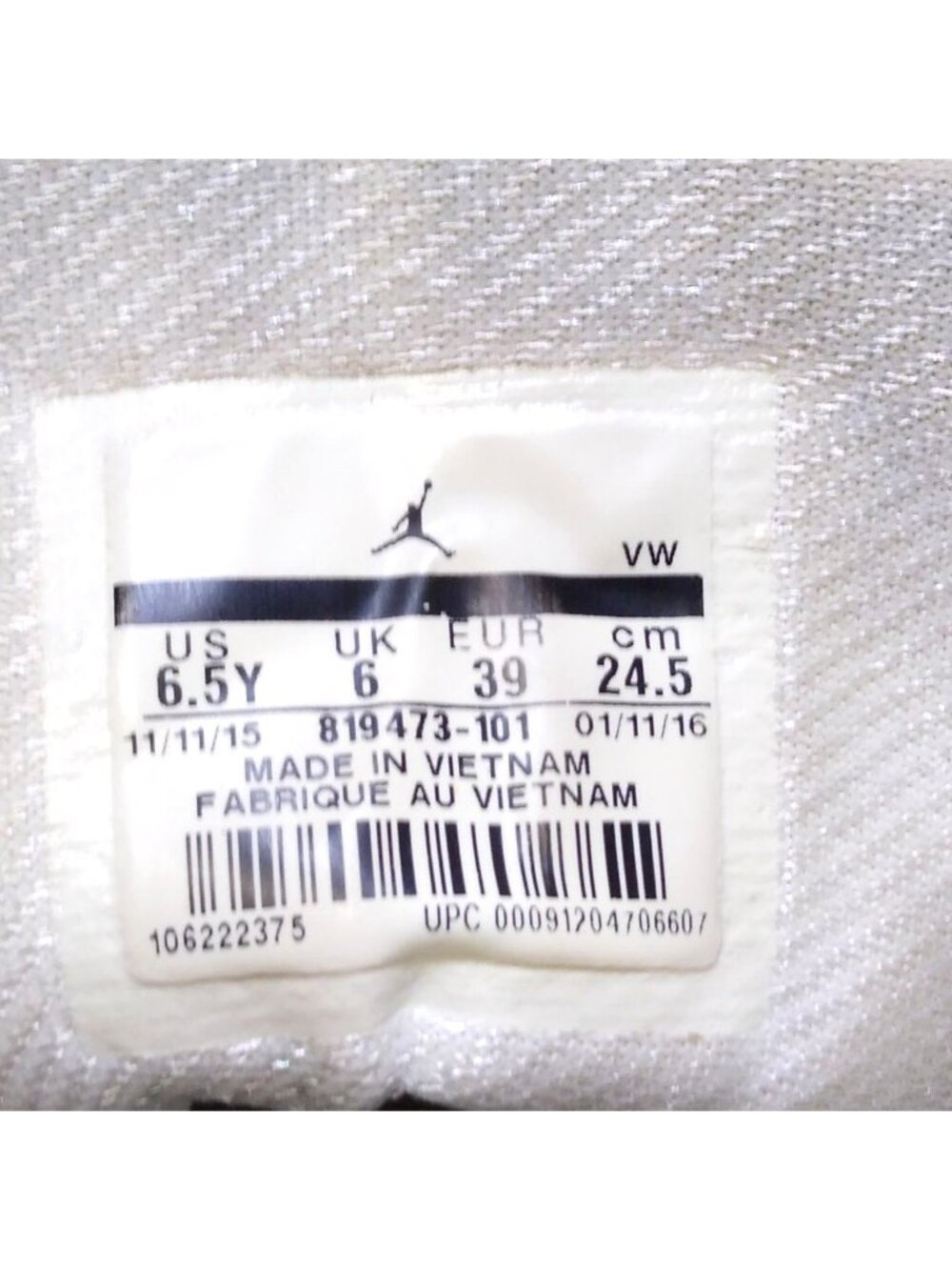 Nike Air Jordan 23 Flight 6.5Y Basketball Tradition Sneakers Lace Up 819473-101 - Picture 7 of 7